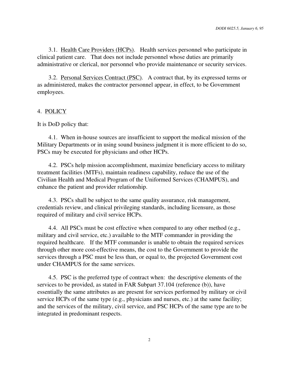 DoDI 6025.5 医疗保健提供者（HCP）的个人服务合同（PSC）.pdf_第2页