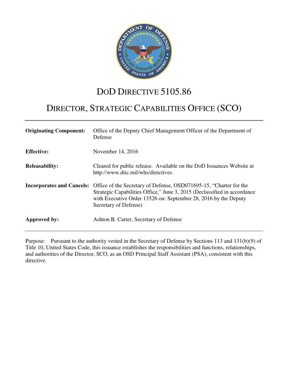 DoDD 5105.86 战略能力办公室（SCO）主任.pdf_第1页