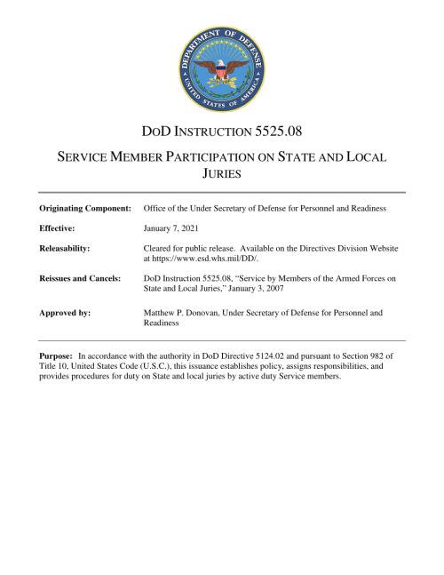 DoDI 5525.08 服务成员参与州和地方陪审团.pdf