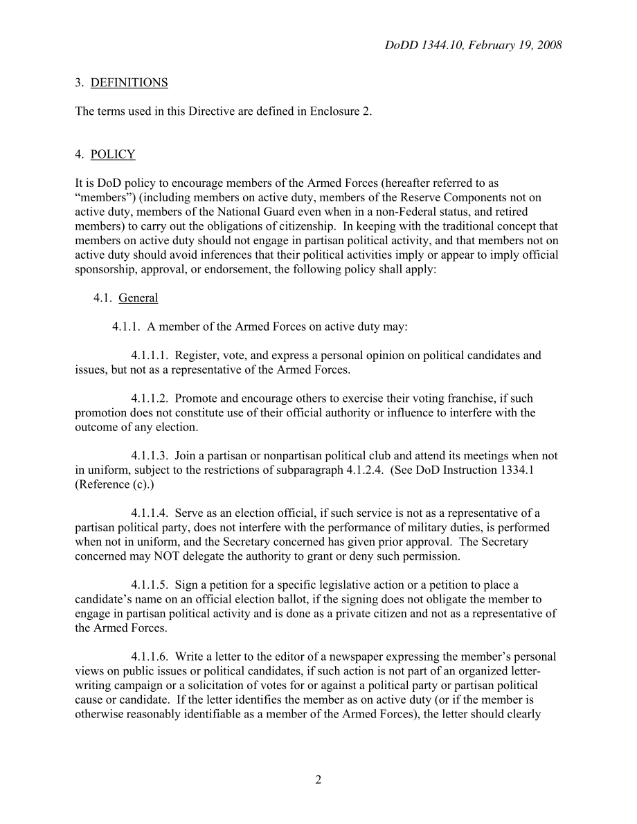 DoDD 1344.10 武装部队成员的政治活动.pdf_第2页