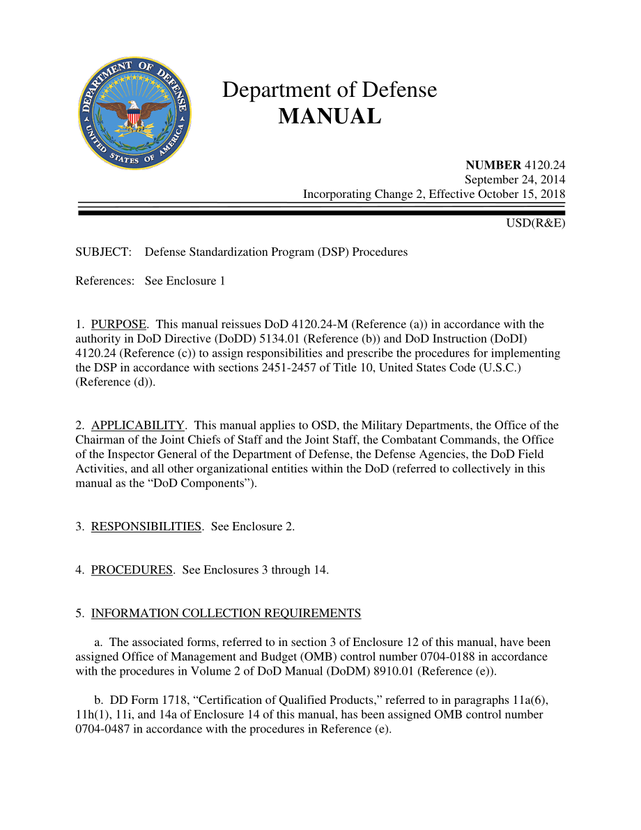 DoDM 4120.24 国防标准化计划（DSP）程序.pdf_第1页