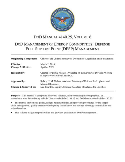 DoDM 4140.25 Volume 6 国防部能源商品管理：国防燃料支援点（DFSP）管理.pdf