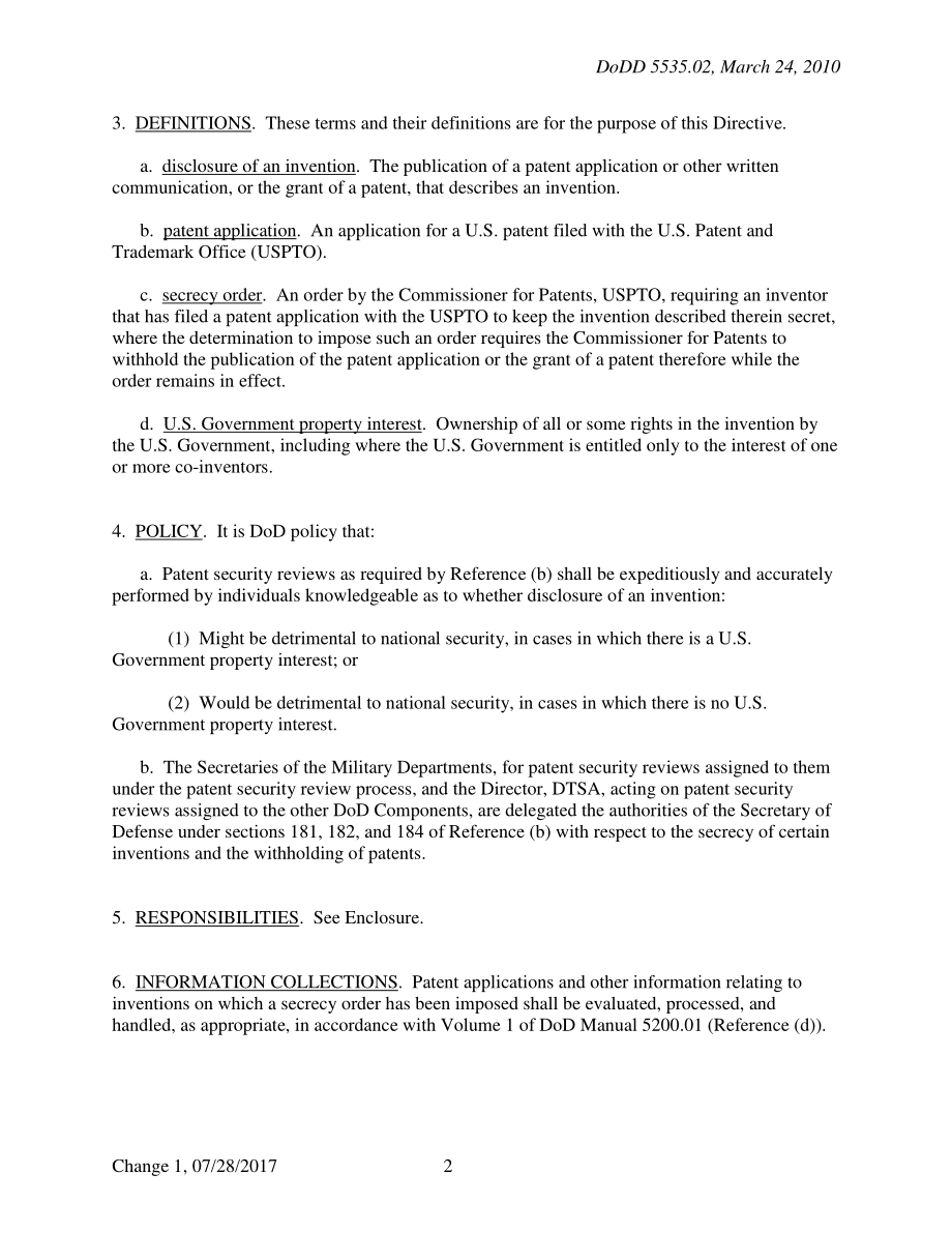 DoDD 5535.02 美国国防部专利安全审查流程.pdf_第2页