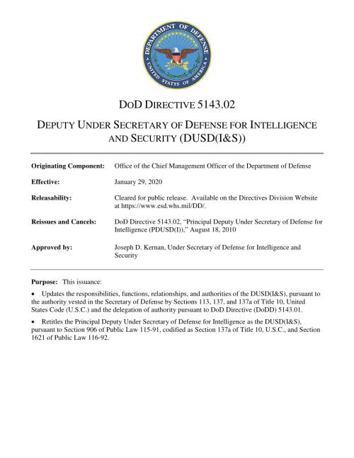 DoDD 5143.02 国防部情报和安全副部长（DUSD（I&S））.pdf