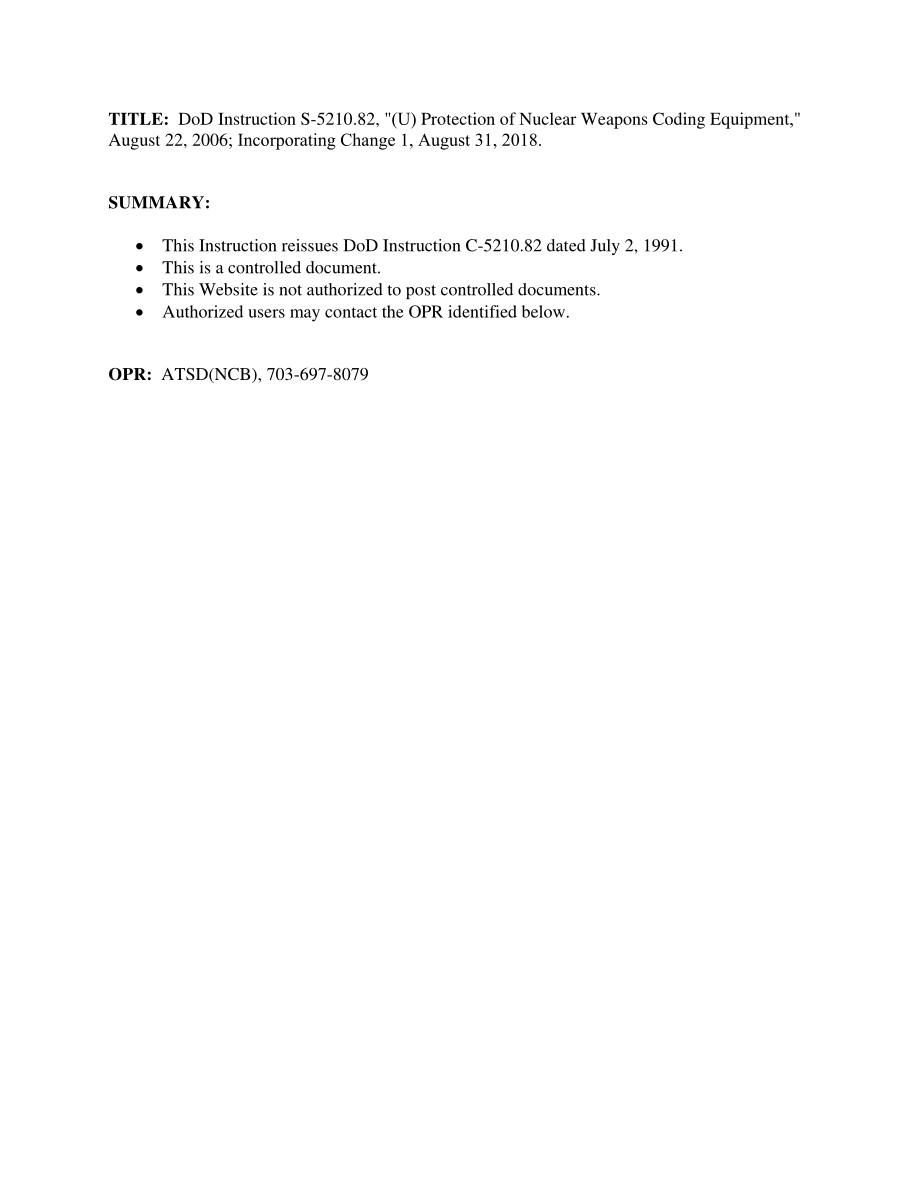 DoDI S-5210.82 （u）核武器编码设备的保护.pdf_第1页