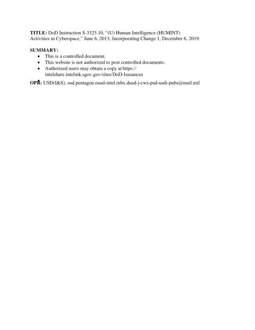 DoDI S-3325.10 （u）人类智能（HUMINT）在网络空间的活动.pdf