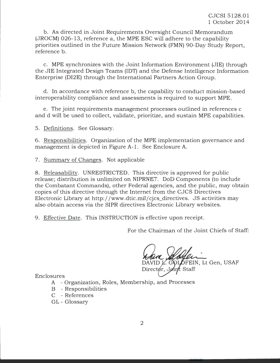 CJCSI 5128.01  使命伙伴环境执行指导委员会（MPE ESC）治理和管理.pdf_第2页