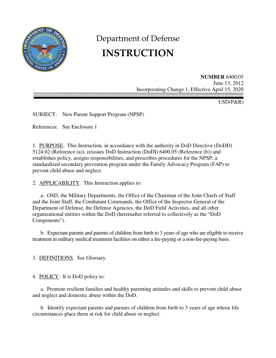 DoDI 6400.05 新的家长支持计划（NPSP）.pdf_第1页