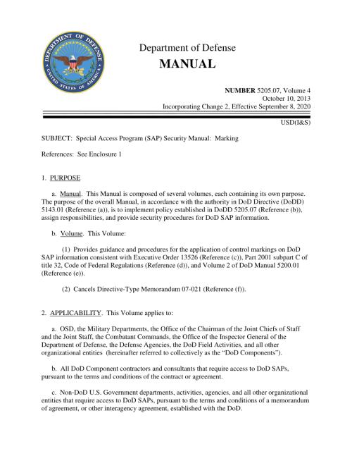 DoDM 5205.07 Volume 4 特殊访问计划（SAP）安全手册：标记.pdf