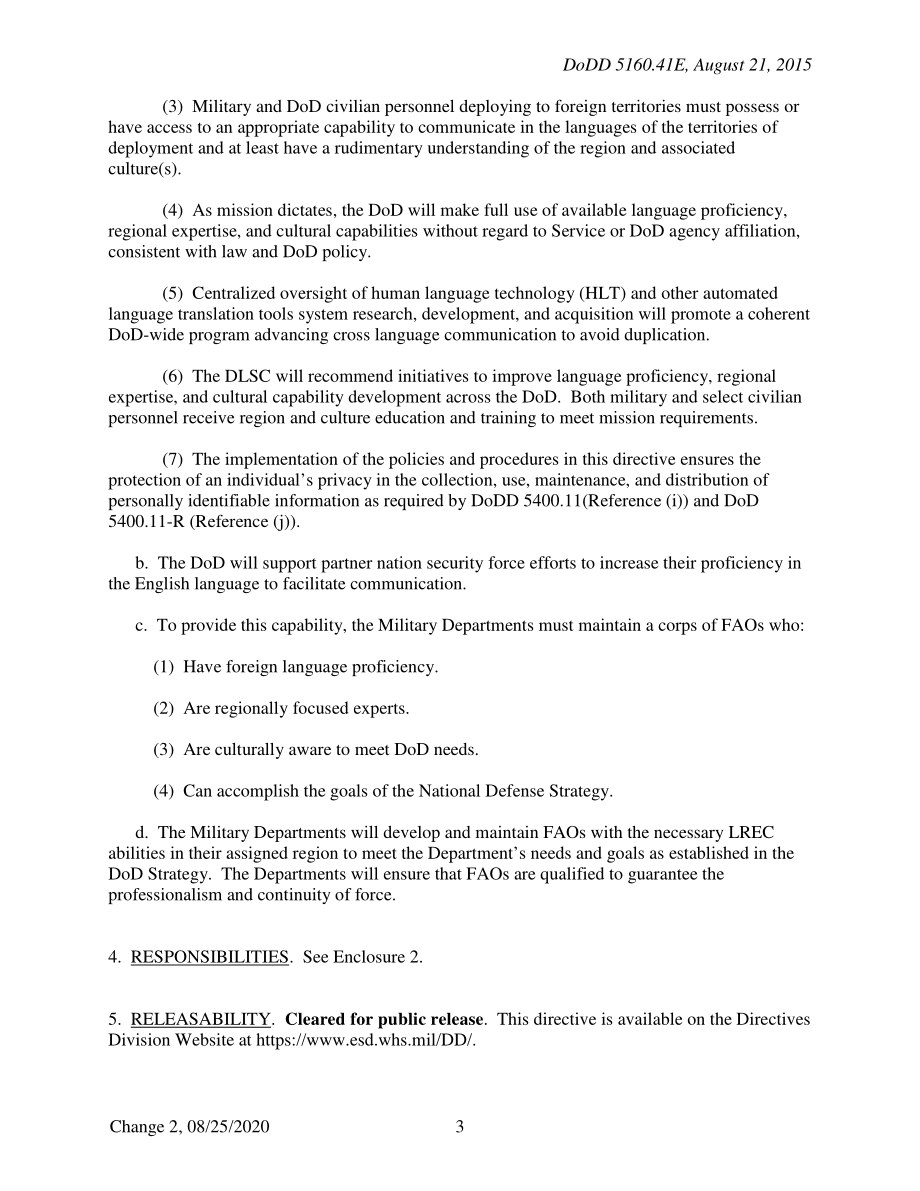 DoDD 5160.41E 国防语言、区域专业知识和文化（LREC）计划.pdf_第3页