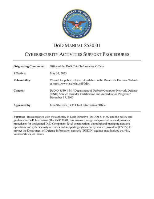 DoDM 8530.01 网络安全活动支持程序.pdf