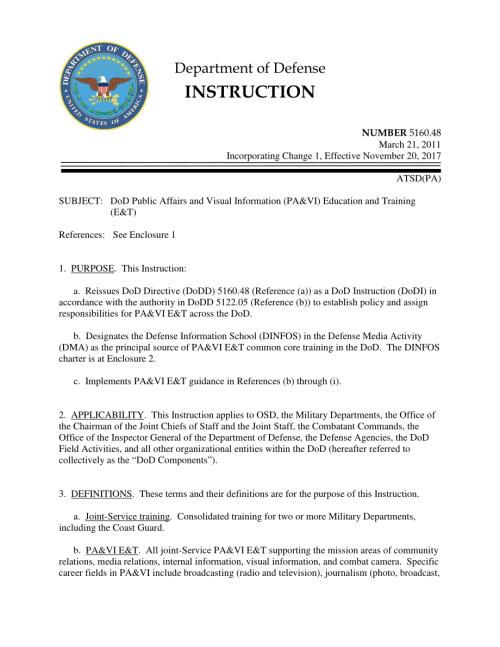 DoDI 5160.48 国防部公共事务和视觉信息（PA&VI）教育和培训（E&T）.pdf