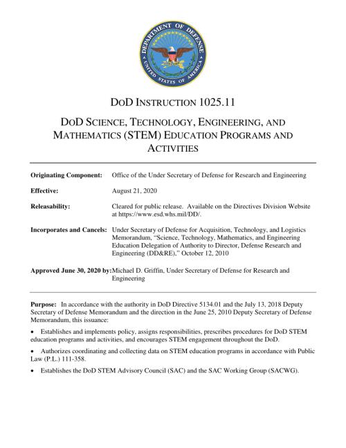 DoDI 1025.11 国防部科学、技术、工程和数学（STEM）教育计划和活动.pdf