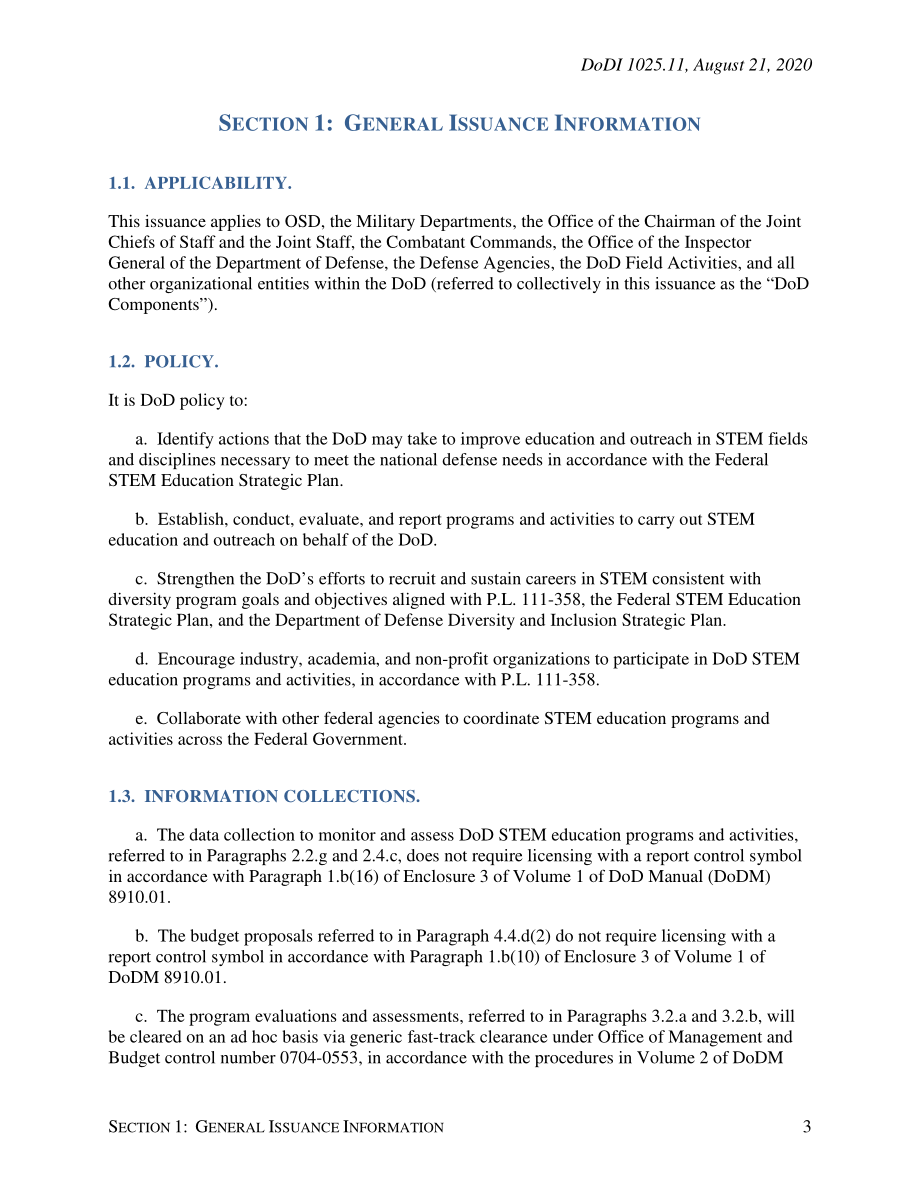 DoDI 1025.11 国防部科学、技术、工程和数学（STEM）教育计划和活动.pdf_第3页