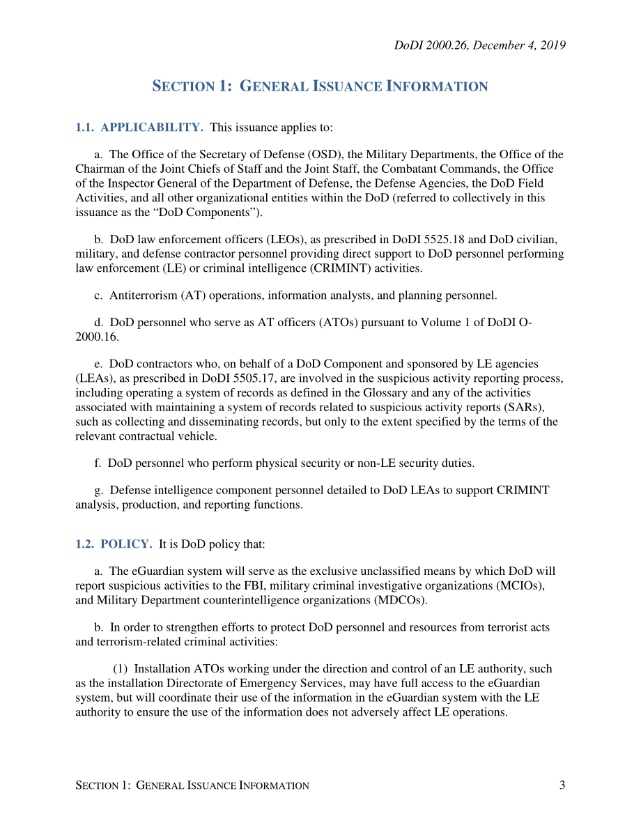 DoDI 2000.26 国防部使用联邦调查局（FBI）eGuardian系统.pdf_第3页