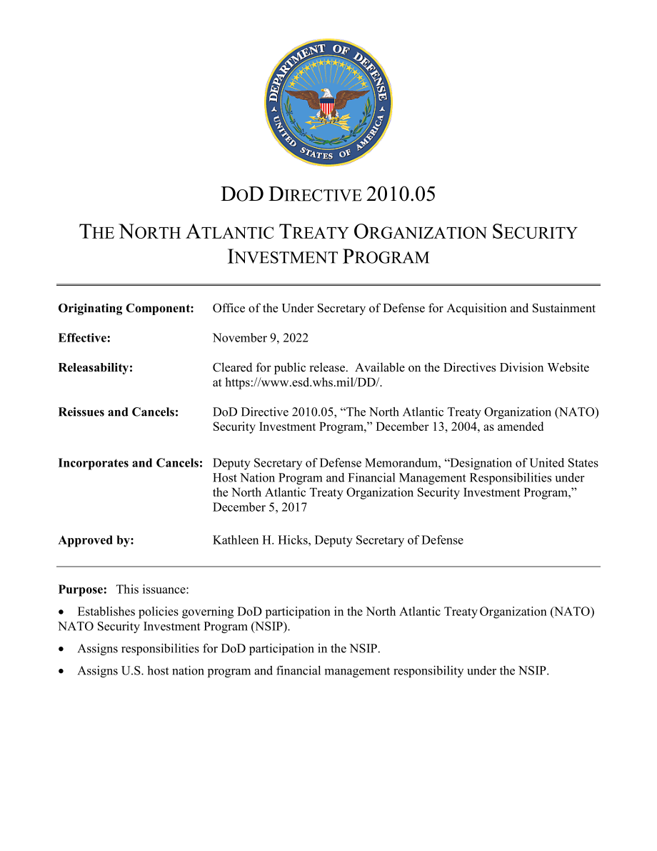 DoDD 2010.05 北大西洋公约组织安全投资计划.pdf_第1页