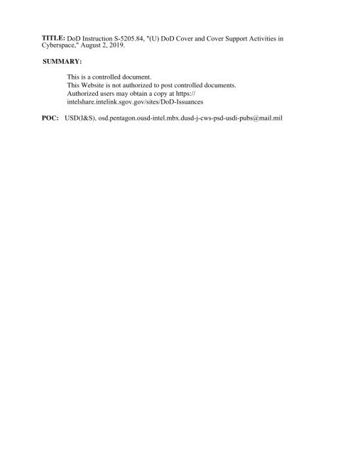 DoDI S-5205.84 （u）国防部在网络空间的掩护和掩护支持活动.pdf