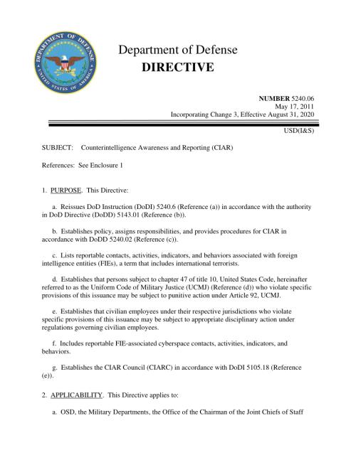 DoDD 5240.06 反情报意识和报告（CIAR）.pdf