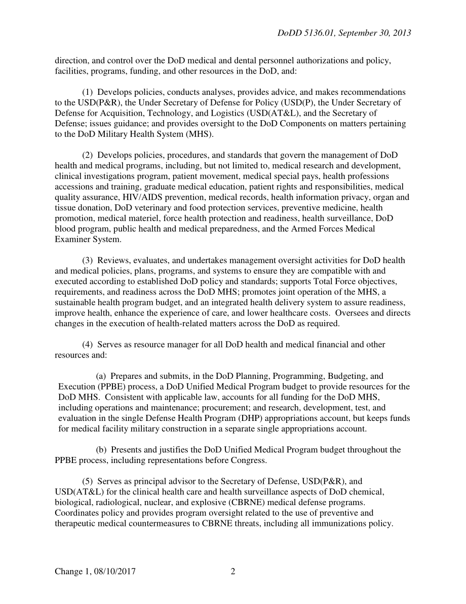 DoDD 5136.01 国防部卫生事务助理部长（ASD（HA））.pdf_第2页