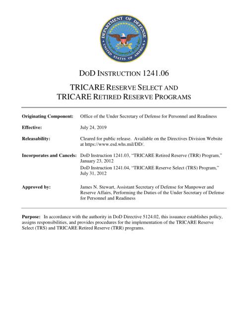 DoDI 1241.06 TRICARE Reserve Select和TRICARE退休储备计划.pdf