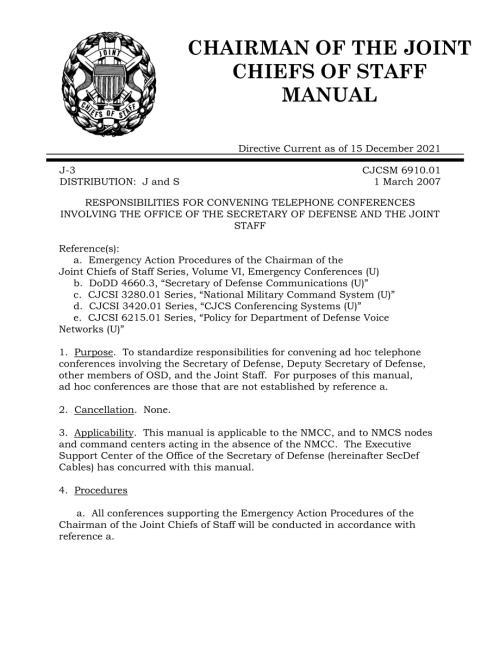 CJCSM 6910.01 召开国防部长办公室和联合参谋部电话会议的职责.pdf