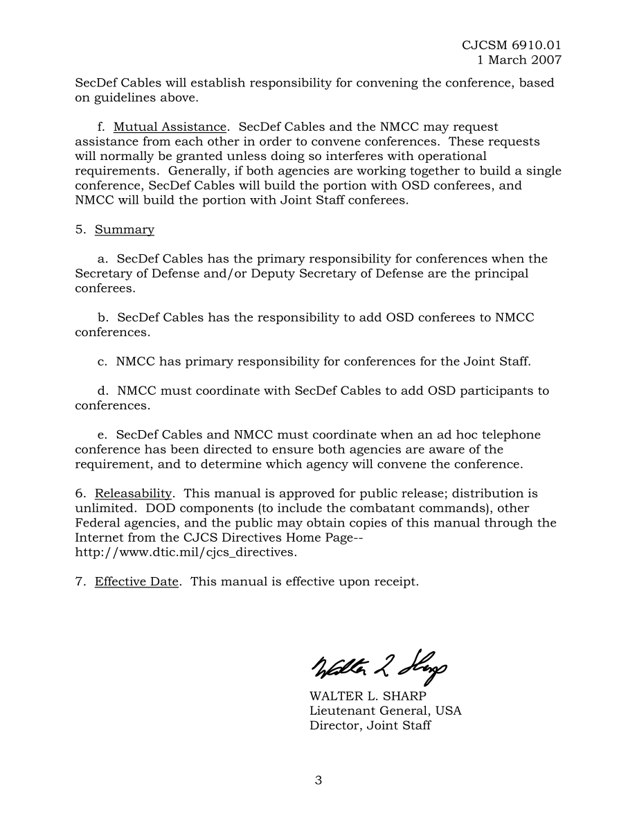 CJCSM 6910.01 召开国防部长办公室和联合参谋部电话会议的职责.pdf_第3页