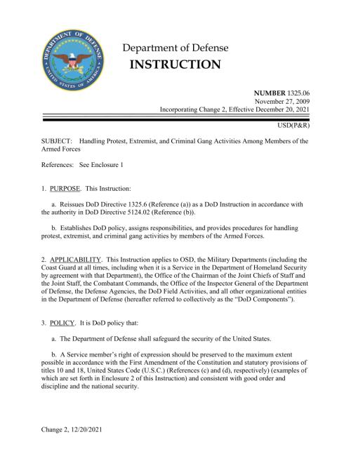 DoDI 1325.06 处理武装部队成员中的抗议、极端主义和犯罪团伙活动.pdf