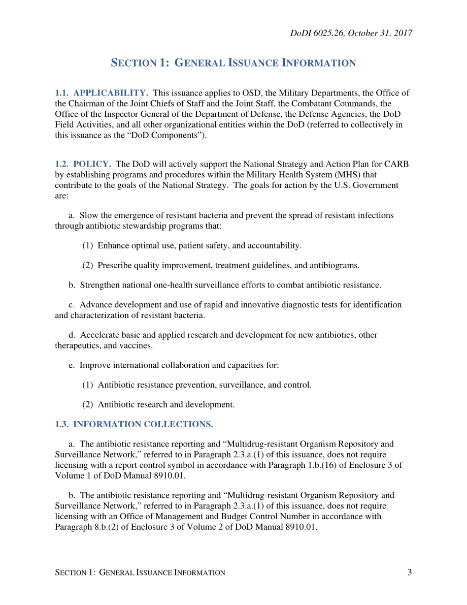 DoDI 6025.26 国防部打击Antibiotic-Resistant细菌计划（CARB）.pdf_第3页