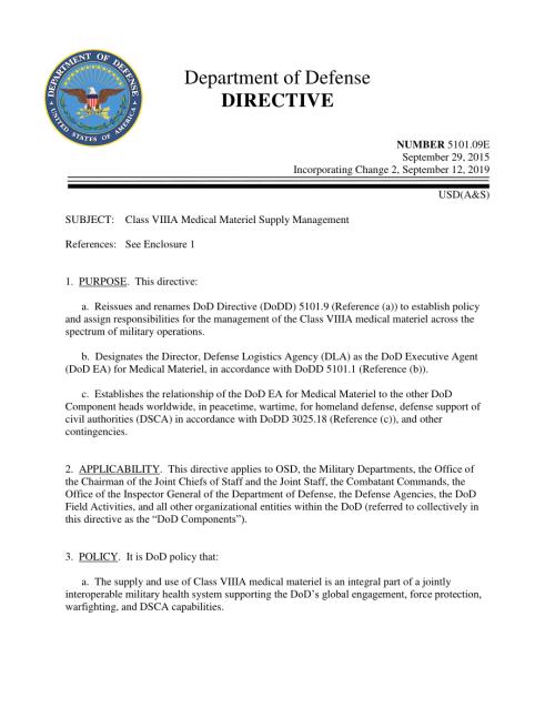 DoDD 5101.09E VIIIA级医疗物资供应管理.pdf