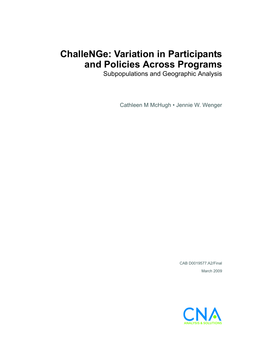 CNA_挑战：不同项目参与者和政策的差异：亚人群和地理分析.pdf_第1页