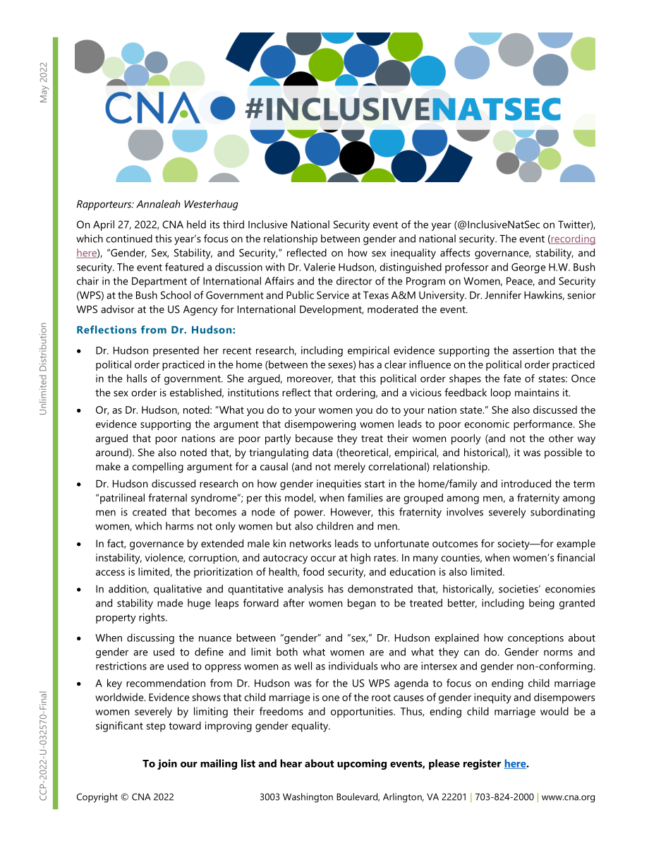 CNA_CNA包容性NatSec：性别、性别、稳定和安全.pdf_第1页