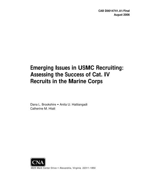 CNA_USMC招聘中的新问题：评估卡特彼勒的成功海军陆战队的新兵.pdf