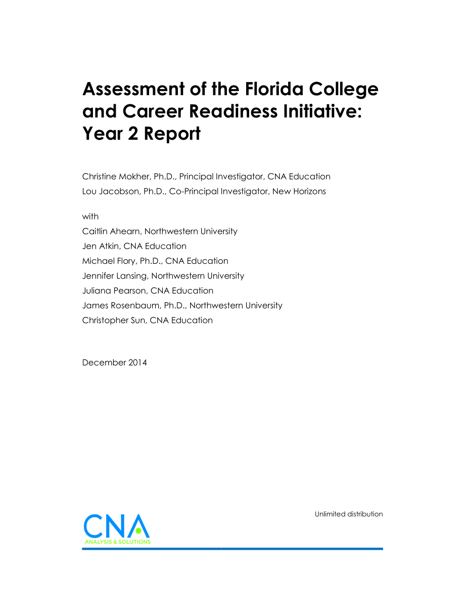 CNA_佛罗里达学院和职业准备计划评估：第二年报告.pdf_第1页