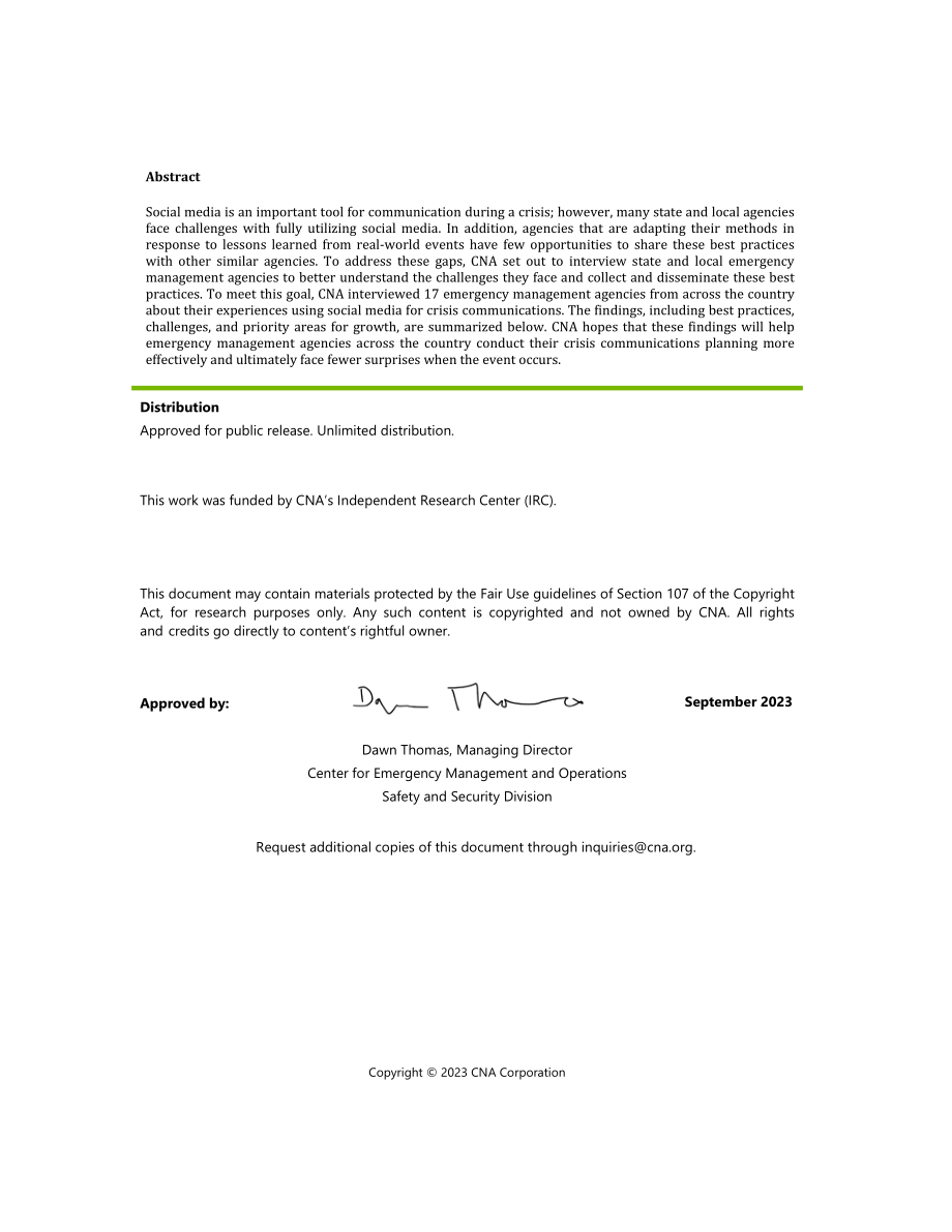 CNA_州和地方应急管理机构社交媒体危机沟通的最佳实践.pdf_第2页