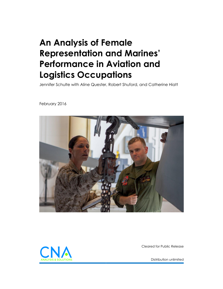 CNA_女性代表与海军陆战队在航空和后勤职业中的表现分析.pdf_第1页