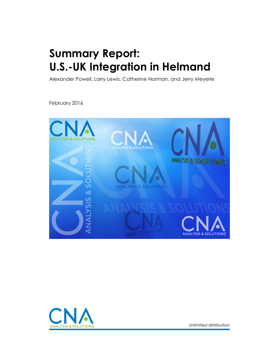 CNA_总结报告：美国和英国在赫尔曼德省的一体化.pdf_第1页