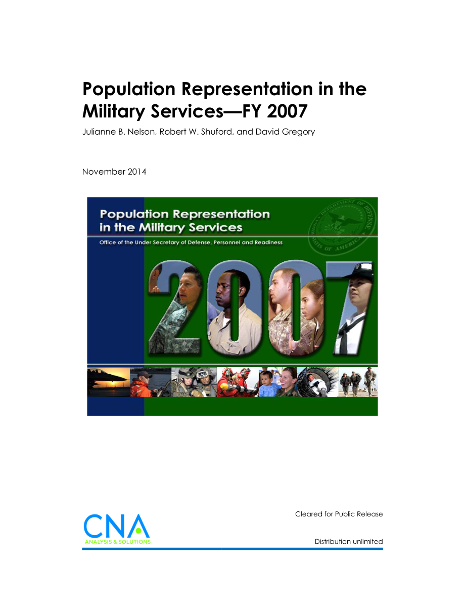 CNA_军队中的人口代表——2007财政年度.pdf_第1页