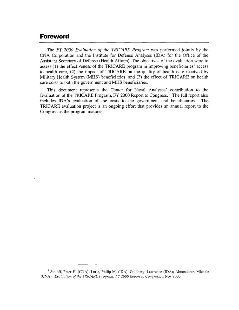 CNA_根据TRICARE计划(2000财政年度向国会提交的报告)评估保健的获得和质量.pdf_第3页