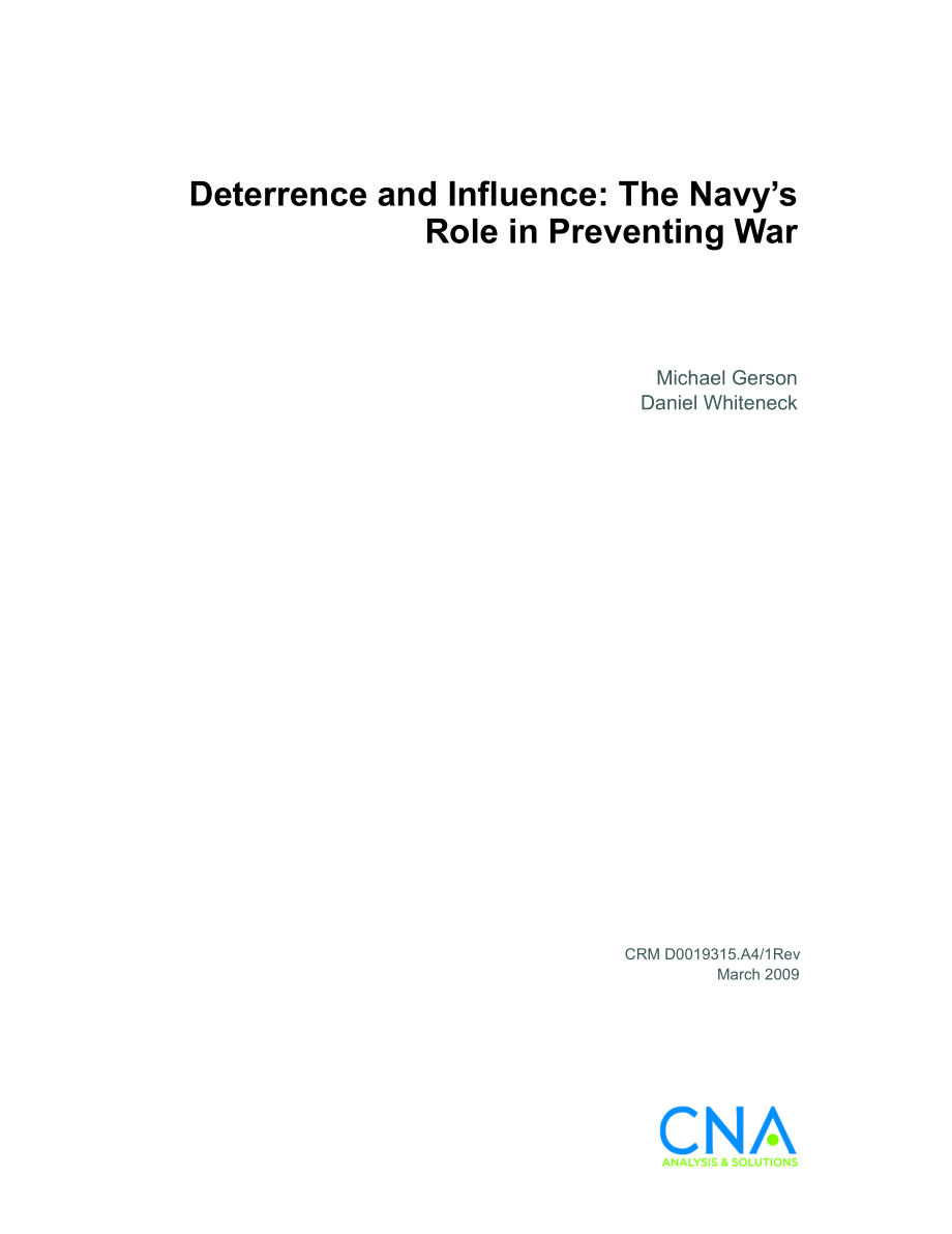CNA_威慑与影响：海军在预防战争中的作用.pdf_第1页