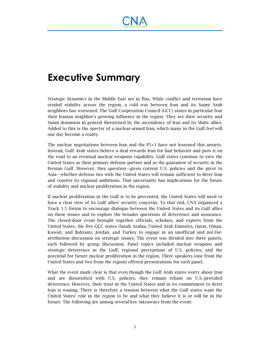 CNA_威慑与美国-海湾合作委员会防务合作的未来：战略对话活动.pdf_第3页