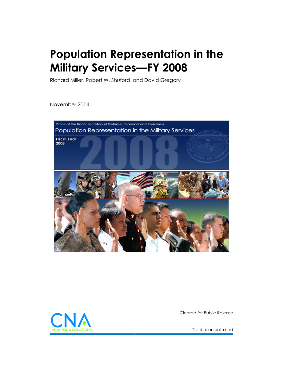 CNA_军队中的人口代表——2008财政年度.pdf_第1页