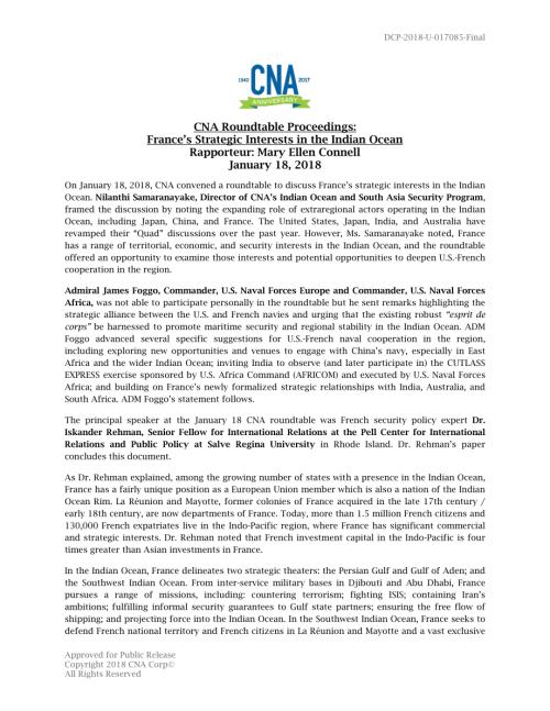 CNA_CNA圆桌会议录：法国在印度洋的战略利益.pdf