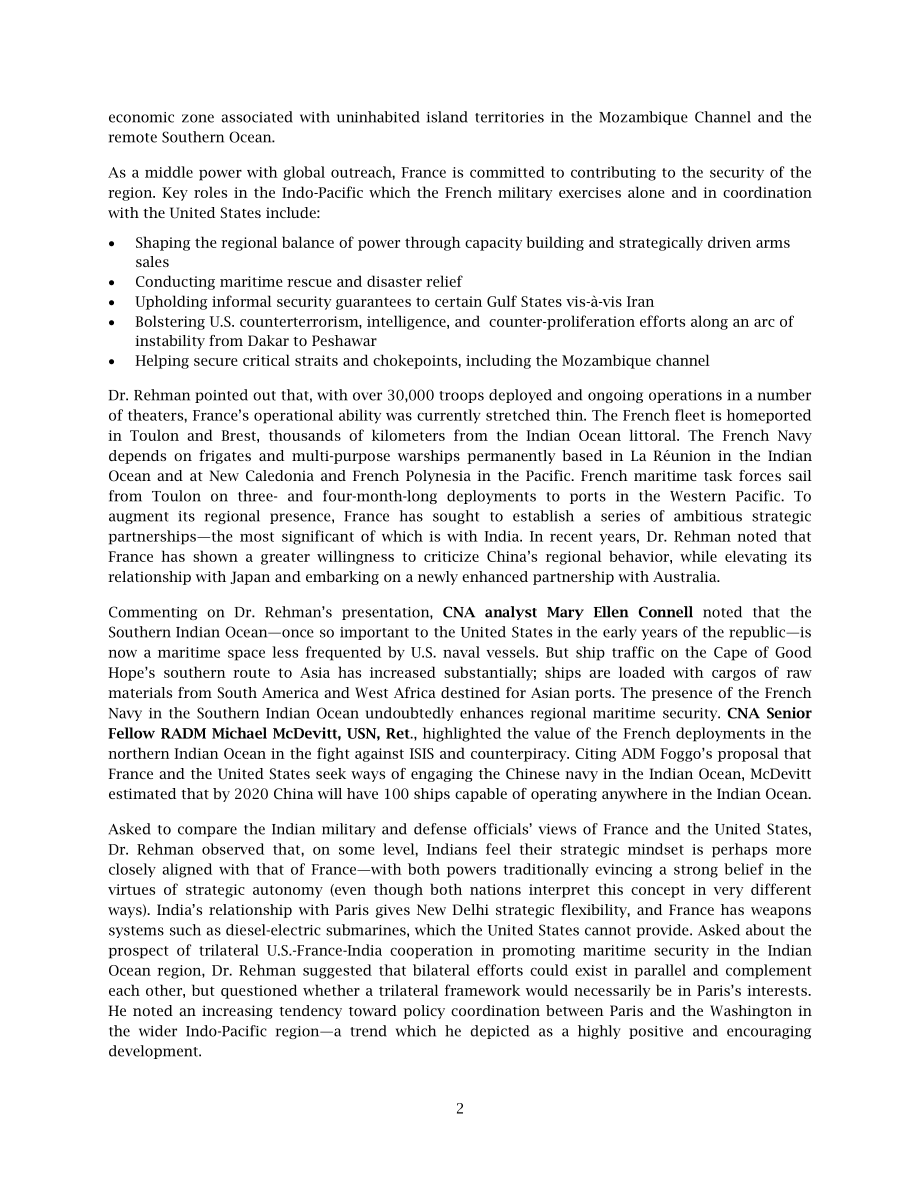 CNA_CNA圆桌会议录：法国在印度洋的战略利益.pdf_第2页