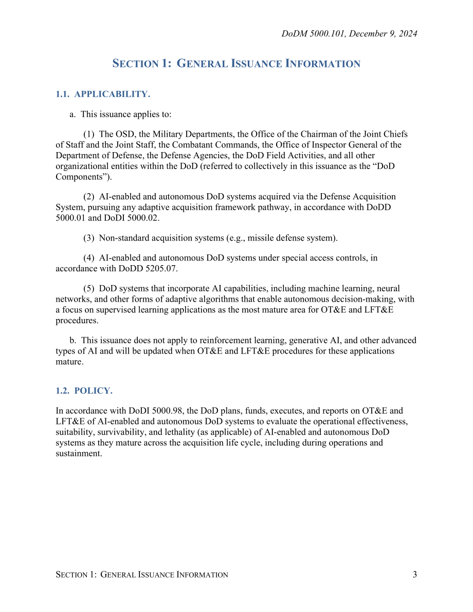 DODM 5000.101 人工智能赋能系统和自主系统的作战试验鉴定与实弹试验鉴定_第3页