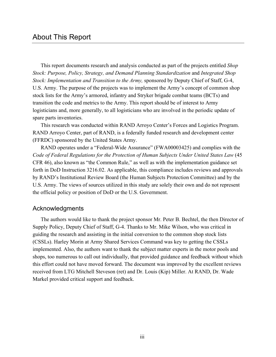 RAND RRA1397-1 陆军地面旅级作战队的通用维修备件清单_第3页