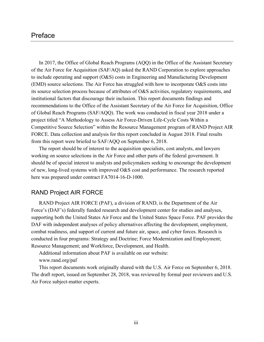 RAND_RRA9-1 竞争性采办中美国空军如何更好地将运营和支持（O&ampamp;S）成本纳入考量_第3页