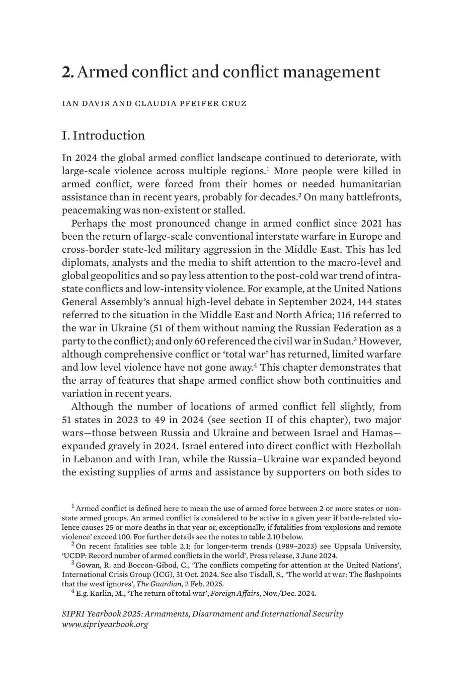 SIPRI 斯德哥尔摩国际和平研究所 2025 年年鉴 武装冲突与冲突管理章节试阅_第1页