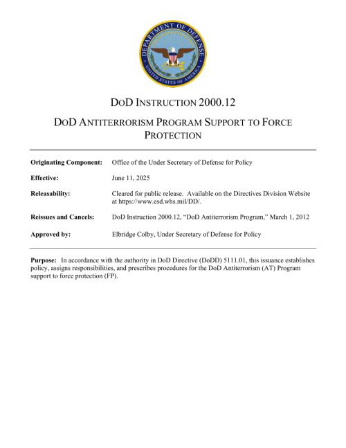 DoD 国防部对部队保护的反恐支持