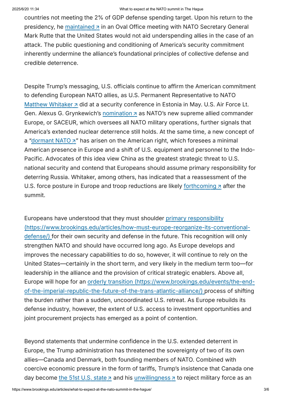 Brookings 海牙北约峰会上的期待_第3页