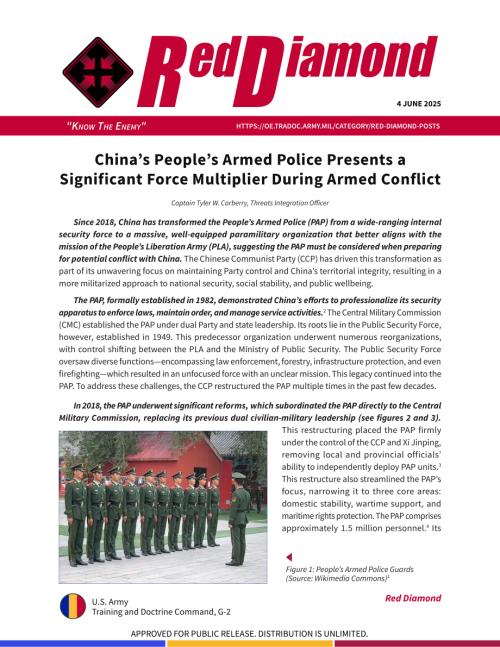 TRADOC 中国人民武装警察部队在武装冲突中发挥显著力量倍增作用